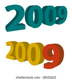 year 2009 numbers in 3d - vector illustration