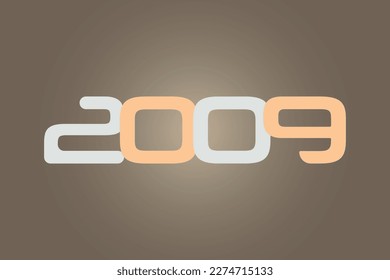Year 2009 numeric typography text vector design on gradient color background. 2009 historical calendar year logo template design. 