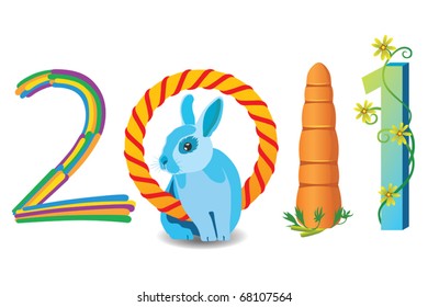 year 2011 concept nicely done as colorful vector art presenting the lucky and enduring rabbit together with growth and prosperity