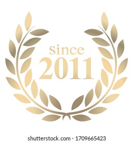 Year 2011 gold laurel wreath vector isolated on a white background 