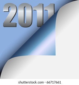 Year 2011 under curled corner of page