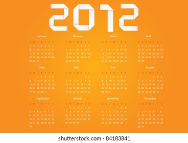 Year 2012 calendar