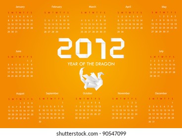 Year 2012 calendar Vector