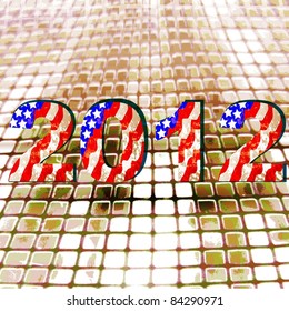 year 2012, the flag of America. 3D vector