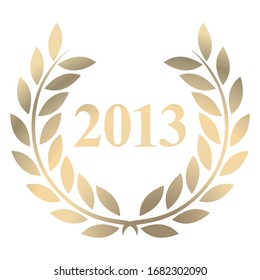 Year 2013 gold laurel wreath vector isolated on a white background 