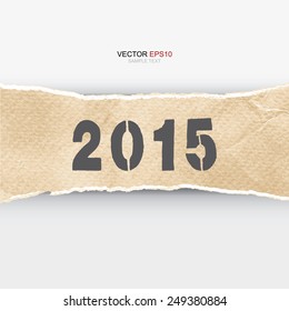 Year 2015, abstract number on vintage ripped paper background. Vector infographic background for template design.
