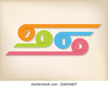Year 2015 background design with colorful ribbons