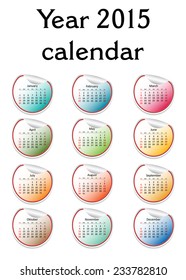 Year 2015 calendar. Vector illustration.