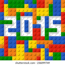 Year 2015 made from plastic construction blocks, vector illustration