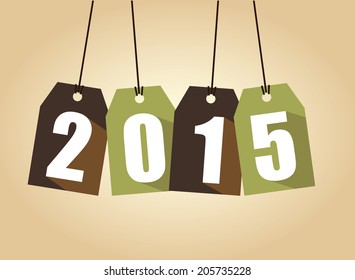 year 2015 over beige background vector illustration