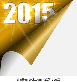  Year 2015 under curled corner of page