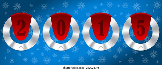 Year 2015 winter theme background with metallic badges