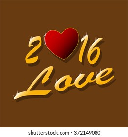 Year 2016 background heart love shadow of  desire