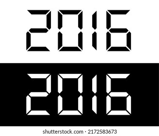 Fuente de números digitales en blanco y negro 2016.