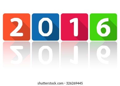 Year 2016 made from squares with numbers