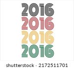 Year 2016 retro font. Vector with year for birthday in black, red, orange and green.