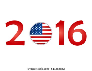 Year 2016 with USA Flag