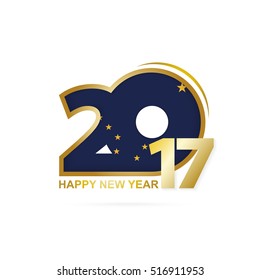 Year 2017 with Alaska state Flag pattern. Happy New Year Design on white background. Vector Illustration.