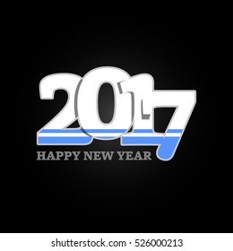 Year 2017 with Alegeria Flag pattern. Happy New Year Design on black background. Vector Illustration.