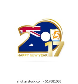 Year 2017 with Anguilla Flag pattern. Happy New Year Design on white background. Vector Illustration.