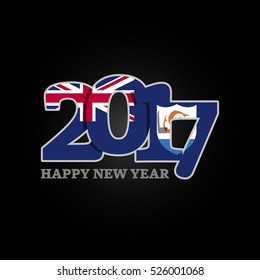 Year 2017 with Anguilla Flag pattern. Happy New Year Design on black background. Vector Illustration.
