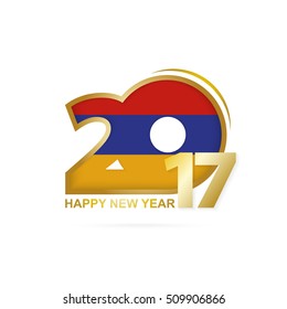 Year 2017 with Armenia Flag pattern. Happy New Year Design on white background. Vector Illustration.