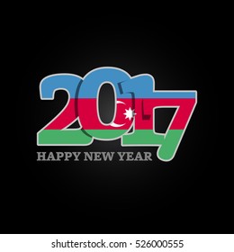 Year 2017 with Azerbaijan Flag pattern. Happy New Year Design on black background. Vector Illustration.