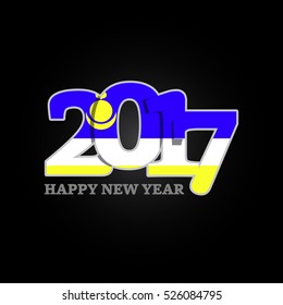 Year 2017 with Buryatia Flag pattern. Happy New Year Design on black background. Vector Illustration.
