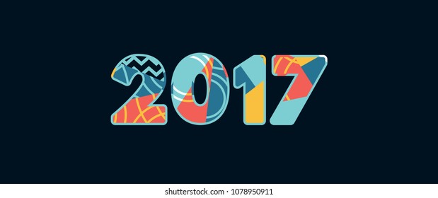 The year 2017 concept written in colorful abstract typography. Vector EPS 10 available.