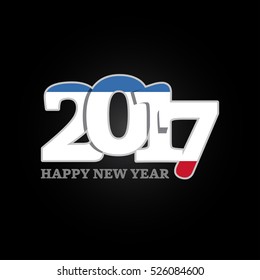 Year 2017 with Crimea Flag pattern. Happy New Year Design on black background. Vector Illustration.

