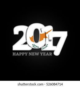 Year 2017 with Cyprus Flag pattern. Happy New Year Design on black background. Vector Illustration.
