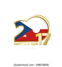 Year 2017 with Czech Republic Flag pattern. Happy New Year Design on white background. Vector Illustration.