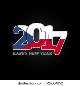 Year 2017 with Czech Republic Flag pattern. Happy New Year Design on black background. Vector Illustration.
