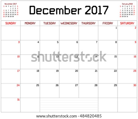 year 2017 december planner