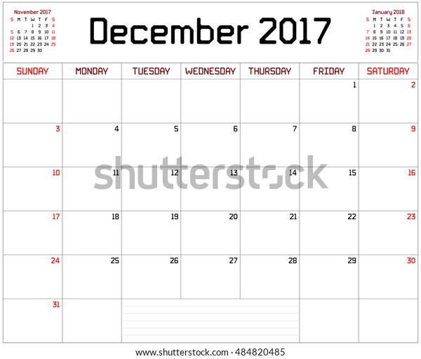 Year 2017 December Planner Monthly Planner Stock Vector (Royalty Free ...