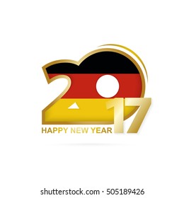 Year 2017 with Germany Flag pattern. Happy New Year Design on white background. Vector Illustration.