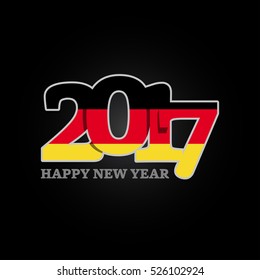 Year 2017 with Germany Flag pattern. Happy New Year Design on black background. Vector Illustration.