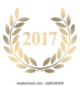 Year 2017 gold laurel wreath vector isolated on a white background 