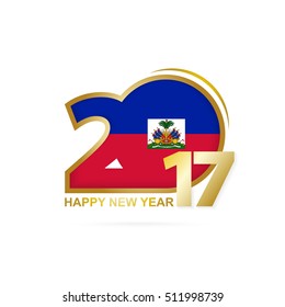 Year 2017 with Haiti Flag pattern. Happy New Year Design on white background. Vector Illustration.