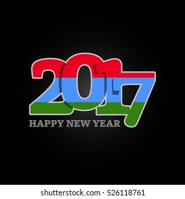Year 2017 with Karelia Flag pattern. Happy New Year Design on black background. Vector Illustration.