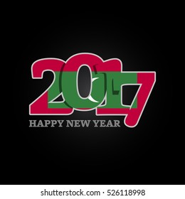 Year 2017 with Maldives Flag pattern. Happy New Year Design on black background. Vector Illustration.