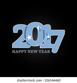 Year 2017 with Micronesia Federated States Flag pattern. Happy New Year Design on black background. Vector Illustration.