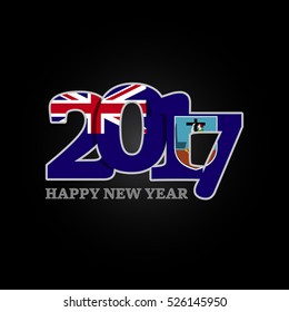 Year 2017 with Montserrat Flag pattern. Happy New Year Design on black background. Vector Illustration.