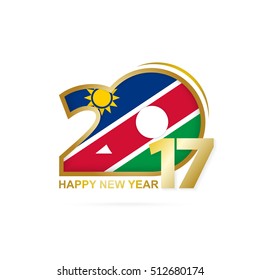 Year 2017 with Namibia Flag pattern. Happy New Year Design on white background. Vector Illustration.