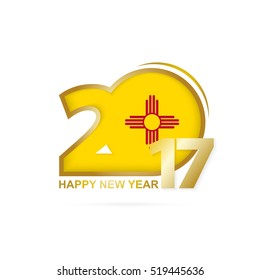 Year 2017 with New Mexico state Flag pattern. Happy New Year Design on white background. Vector Illustration.
