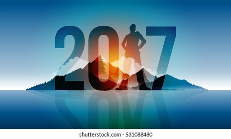 Year 2017 outdoor concept greeting design. Elements are layered separately in vector file.