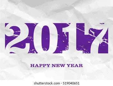 Year 2017 printed on crumpled paper