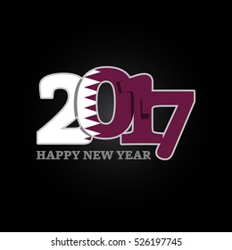 Year 2017 with Qatar Flag pattern. Happy New Year Design on black background. Vector Illustration.