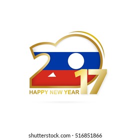 Year 2017 with Russia Flag pattern. Happy New Year Design on white background. Vector Illustration.