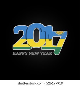 Year 2017 with Rwanda Flag pattern. Happy New Year Design on black background. Vector Illustration.